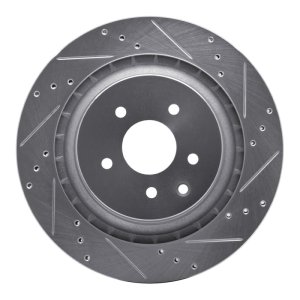 Infiniti G37 Brake Rotor (1) - Rear Right - R1 Concepts - Drilled & Slotted - Silver - `08-`25